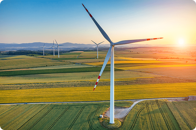 Wind Turbines Right Sunset
