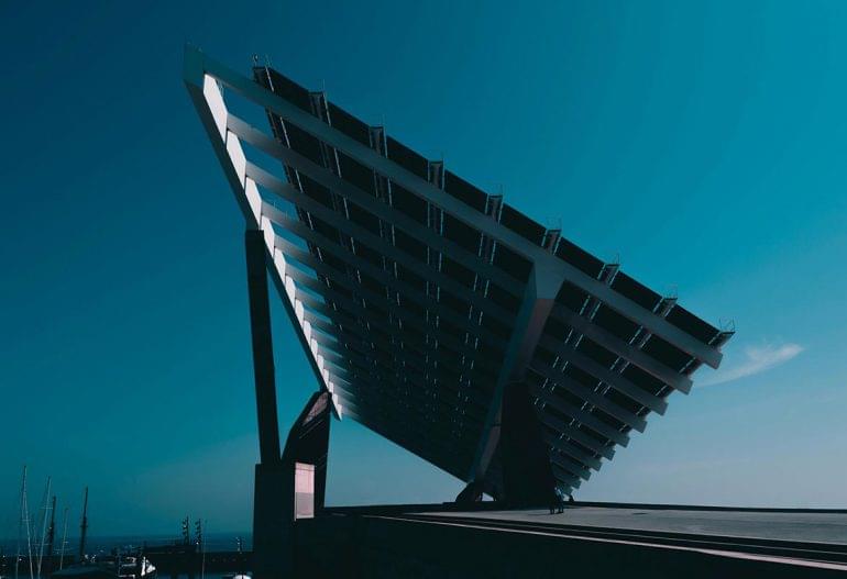 Under the solar panels